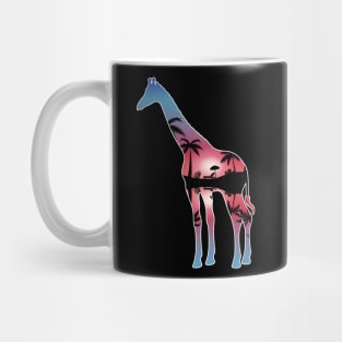 Giraffe Beautiful Sunset Beach Palm Tree Mug